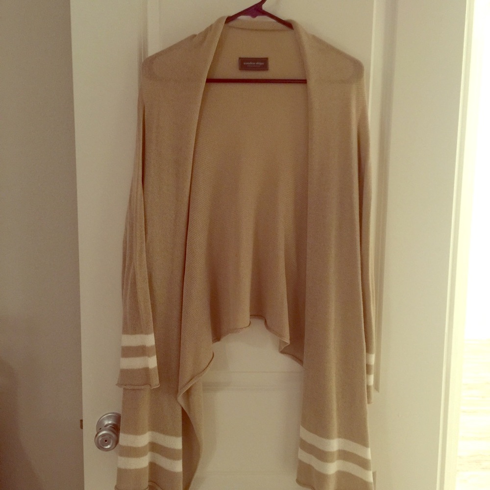 EUC Wooden Ships Open Striped High-Low Cardigan